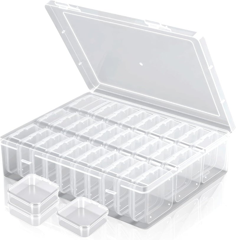Qryuvfek Bead Organizer Box, 31 Mini Clear Jewelry Organizers and Hinged Lid Bead Storage Containers, Ideal for DIY Jewelry Crafts, Screws and Small Parts Craft Storage - Image 1